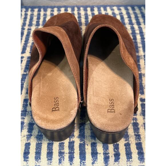 Vintage Bass Brown Patchwork Suede Clogs - Picture 3 of 6